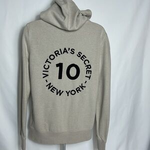 Victoria's Secret Taupe Full Zip Sweatshirt Woman’s Size Small Large Back Logo